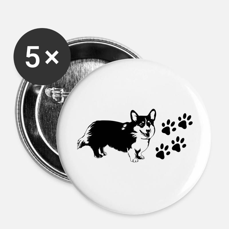 Cane - Confezione da 5 spille grandi (56 mm) - bianco