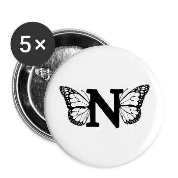 letter n butterfly - Buttons large 2.2''/56 mm (5-pack) - white - Front