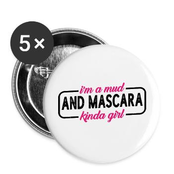 I'm A Mud And Mascara Kinda Girl 4 - Buttons large 2.2''/56 mm (5-pack) - white - Front