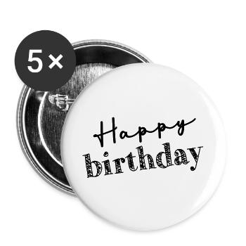 JAHRESTAG. ALLES GUTE ZUM GEBURTSTAG!. ALLES GUTE ZUM GEBURTSTAG!. - Buttons groß 56 mm (5er Pack) - Weiß - Vorne