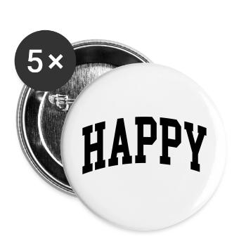 Happy - Buttons groß 56 mm (5er Pack) - Weiß - Vorne