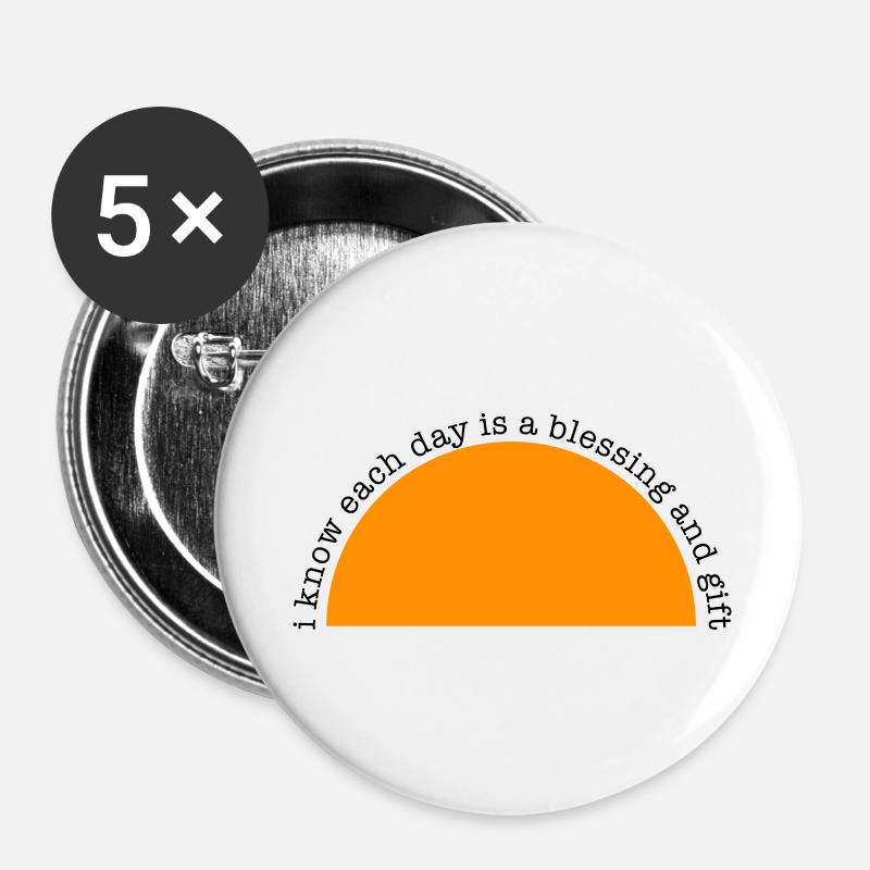 Positive Affirmation -Each day is a blessing... - Buttons large 2.2''/56 mm (5-pack) - white