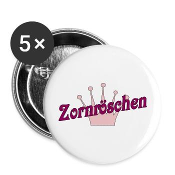 Zornröschen - Buttons groß 56 mm (5er Pack) - Weiß - Vorne