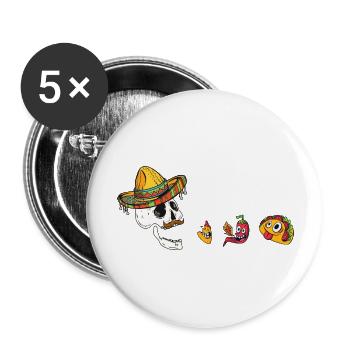 Funny Eating Tacos Cinco De Mayo Boys Kids Woman - Buttons large 2.2''/56 mm (5-pack) - white - Front
