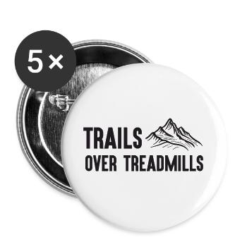 Trailrunning - Trails über Laufbänder - Buttons groß 56 mm (5er Pack) - Weiß - Vorne