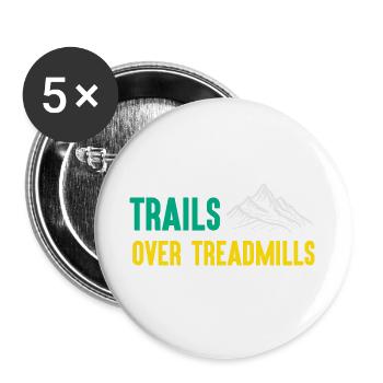 Trailrunning - Trails über Laufbänder - Buttons groß 56 mm (5er Pack) - Weiß - Vorne