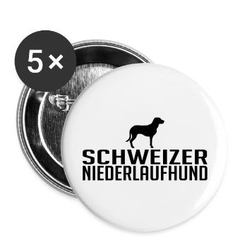 Schweizer Niederlaufhund Hunderasse Hund Hunde - Buttons groß 56 mm (5er Pack) - Weiß - Vorne