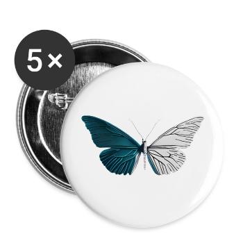 Minimalist Butterfly - Buttons large 2.2''/56 mm (5-pack) - white - Front