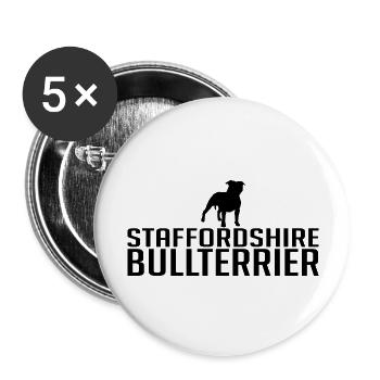 Staffordshire Bullterrier Hunderasse Hund Hunde - Buttons groß 56 mm (5er Pack) - Weiß - Vorne
