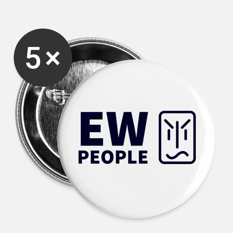 Ew People hipster - Buttons large 2.2''/56 mm (5-pack) - white