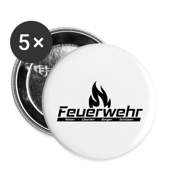 Feuerwehr - Retten, Löschen, Bergen, Schützen - Buttons groß 56 mm (5er Pack) - Weiß - Vorne