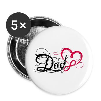 Dad Papa Vatertag Tattoo - Buttons groß 56 mm (5er Pack) - Weiß - Vorne