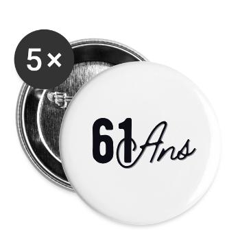 61 Ans - Lot de 5 grands badges (56 mm) - blanc - Devant