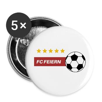 FC Feiern - Buttons groß 56 mm (5er Pack) - Weiß - Vorne