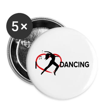 Danse Musique de danse - Lot de 5 grands badges (56 mm) - blanc - Devant