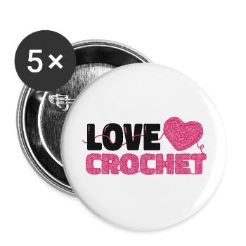 Love crochet heart pattern - Buttons groß 56 mm (5er Pack) - Weiß - Vorne