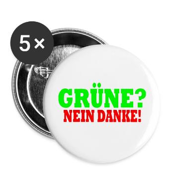 grüne nein danke - Buttons groß 56 mm (5er Pack) - Weiß - Vorne
