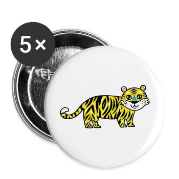Wildtiere - Buttons groß 56 mm (5er Pack) - Weiß - Vorne
