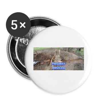 PROJEKT BRÜCKE - Buttons groß 56 mm (5er Pack) - Weiß - Vorne