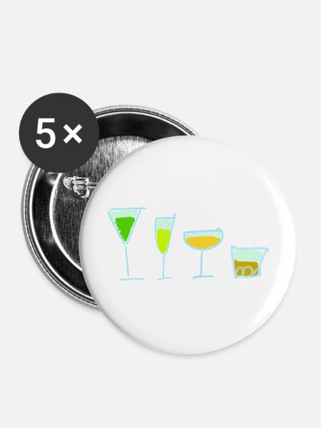 Getränke - Buttons groß 56 mm (5er Pack) - Weiß