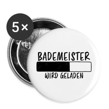 Bademeister Spruch Lustiges Bademeister Geschenk - Buttons groß 56 mm (5er Pack) - Weiß - Vorne