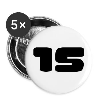15. 15 YEARS. 15th ANNIVERSARY. BIRTHDAY 15 YEARS. - Buttons large 2.2''/56 mm (5-pack) - white - Front