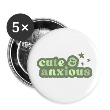 cute and anxious pastel funny - Buttons large 2.2''/56 mm (5-pack) - white - Front