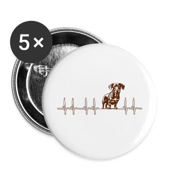 teckel aime ECG Heartbeat - Lot de 5 grands badges (56 mm) - blanc - Devant