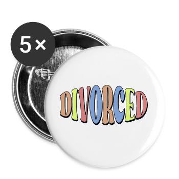 LETTERING DIVORCED - SINGLE DIVORCE - Buttons large 2.2''/56 mm (5-pack) - white - Front