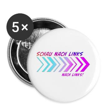 Richtungspfeile Schau nach links - Buttons groß 56 mm (5er Pack) - Weiß - Vorne