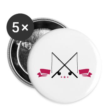 Fishing rod icon - Buttons large 2.2''/56 mm (5-pack) - white - Front