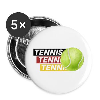 Tennis Elegance : Noir, Rouge, Or - Lot de 5 grands badges (56 mm) - blanc - Devant