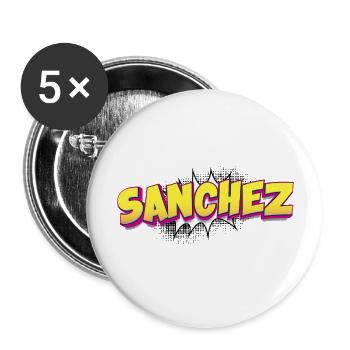 Sanchez Nom personnalisé Style bande dessinée Pop Art, - Lot de 5 grands badges (56 mm) - blanc - Devant