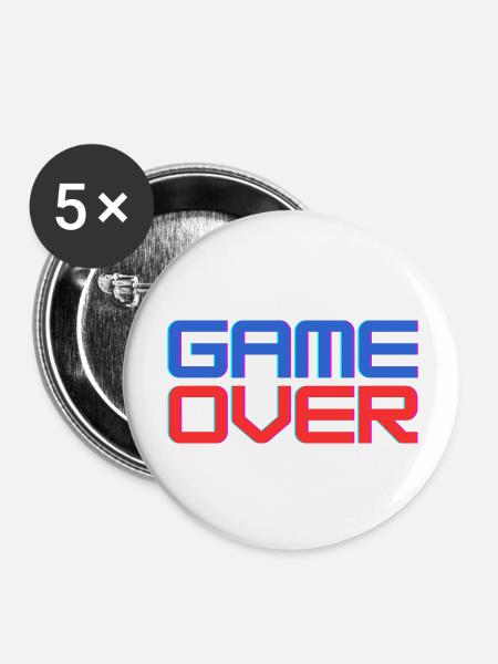 Game Over - Buttons groß 56 mm (5er Pack) - Weiß