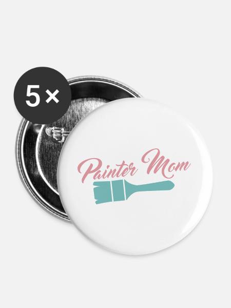 Malerin Lackiererin - Buttons groß 56 mm (5er Pack) - Weiß