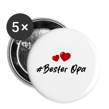 Bester Opa Herzen Liebe - Buttons groß 56 mm (5er Pack) - Weiß - Vorne
