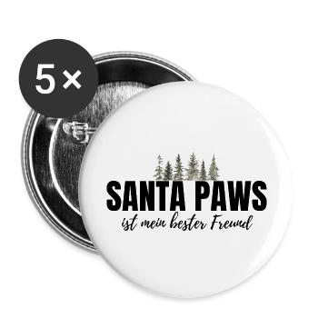 Hund Hunde Weihnachten - lustiger Weihnachtsspruch - Buttons groß 56 mm (5er Pack) - Weiß - Vorne