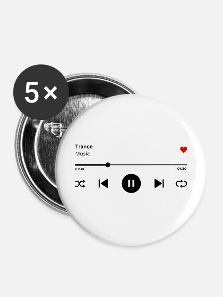 Trance - Buttons groß 56 mm (5er Pack) - Weiß
