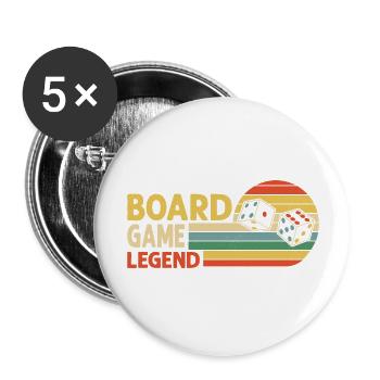 Board Game Legend Nerd Gamer Tabletop Player - Buttons groß 56 mm (5er Pack) - Weiß - Vorne