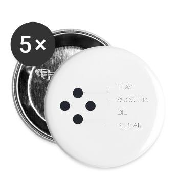 Gaming Geschenk, Gaming T-Shirt, Gaming Konsole - Buttons groß 56 mm (5er Pack) - Weiß - Vorne