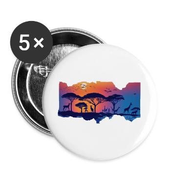 La steppe d’Afrique et les animaux - Lot de 5 grands badges (56 mm) - blanc - Devant