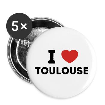 I Love with Heart Toulouse - Buttons large 2.2''/56 mm (5-pack) - white - Front