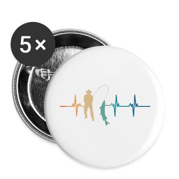 Fisherman's Heartbeat - Buttons large 2.2''/56 mm (5-pack) - white - Front