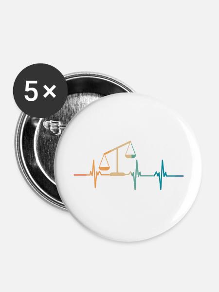 Herzschlag-Balance - Buttons groß 56 mm (5er Pack) - Weiß