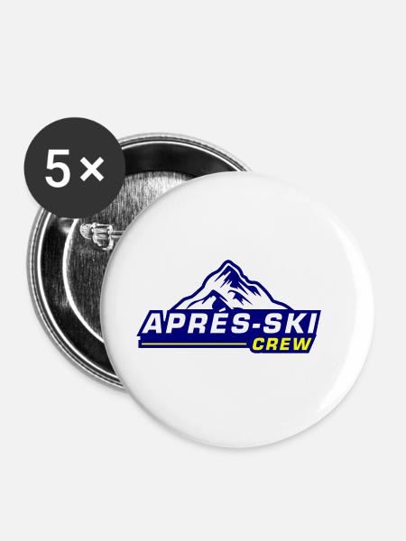 Apres Ski Crew - Buttons groß 56 mm (5er Pack) - Weiß