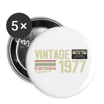 1977 Vintage Rétro Cadeau D'anniversaire 1977 - Lot de 5 grands badges (56 mm) - blanc - Devant