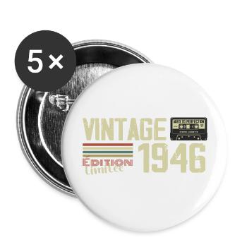 1946 Vintage Rétro Cadeau D'anniversaire 1946 - Lot de 5 grands badges (56 mm) - blanc - Devant