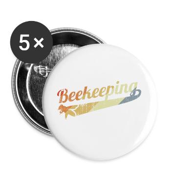 Apiculture vintage - Lot de 5 grands badges (56 mm) - blanc - Devant