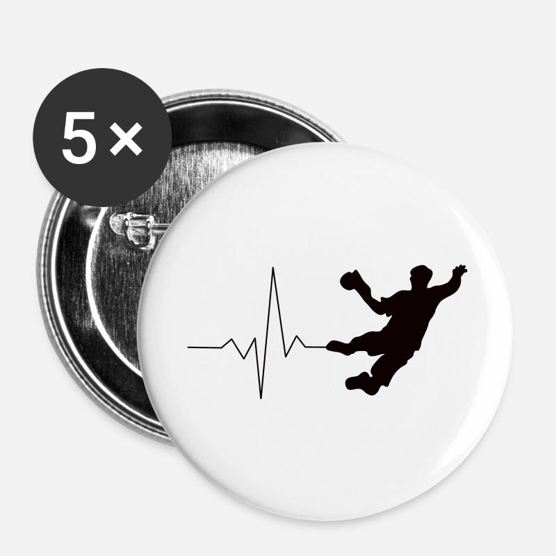 Handball Heartbeat - Buttons large 2.2''/56 mm (5-pack) - white