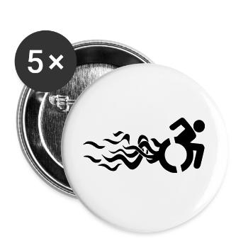 Flammendes Rollstuhlsymbol * - Buttons groß 56 mm (5er Pack) - Weiß - Vorne